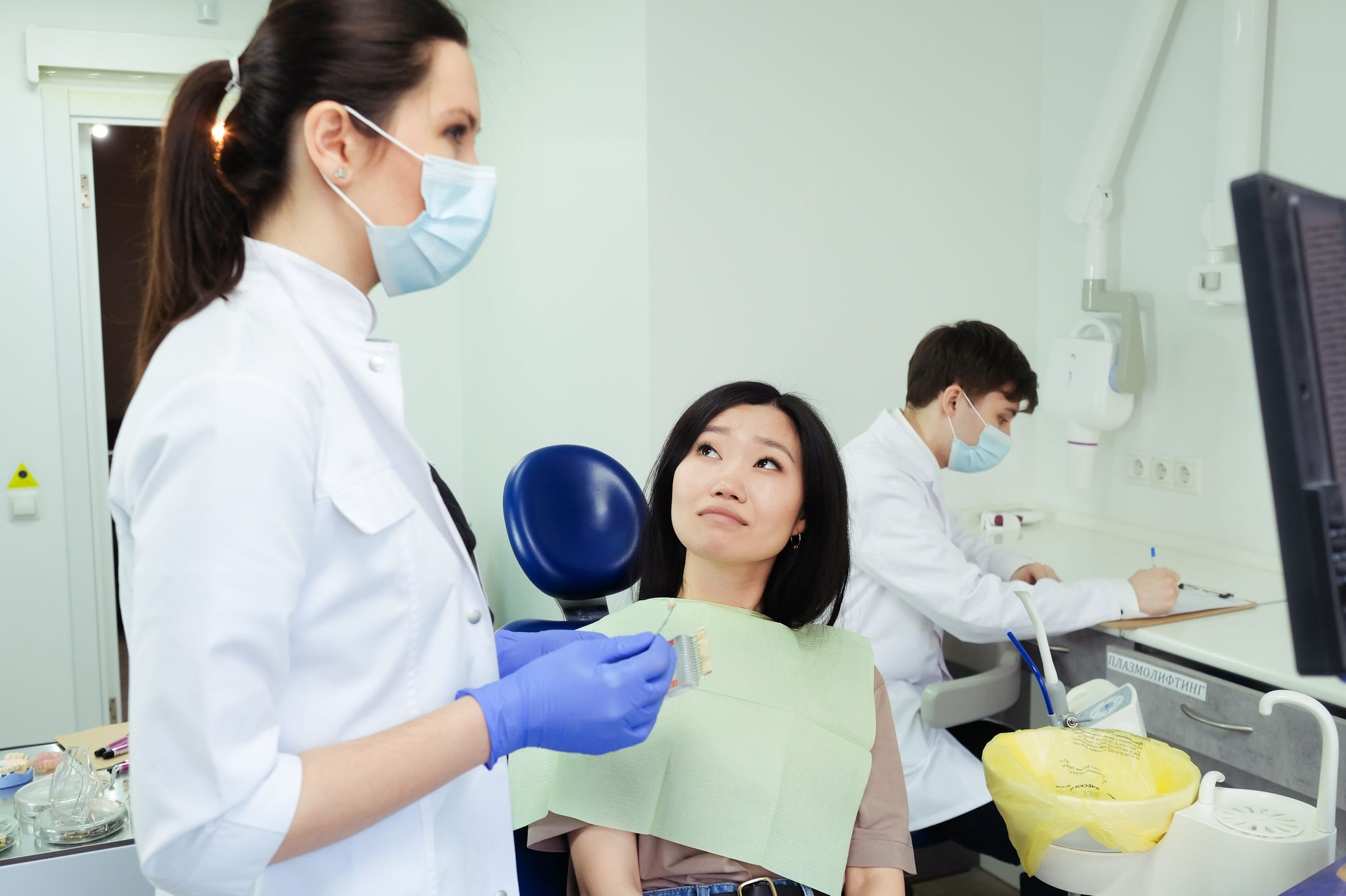 A patient in the dental chair during an examination